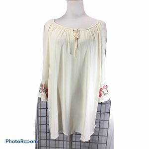 Torrid Cream Bell Sleeved Boho Peasant Blouse